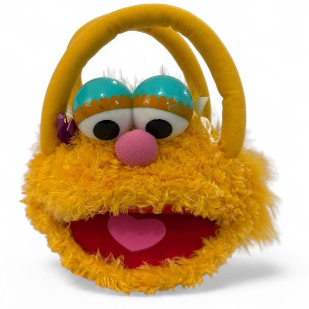 Vintage 2003 Sesame Street Zoe Plush Handbag Orange Faux Fur Googly Eyes Bag